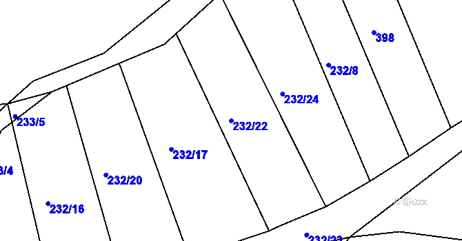 Parcela st. 232/22 v KÚ Provodov, Katastrální mapa