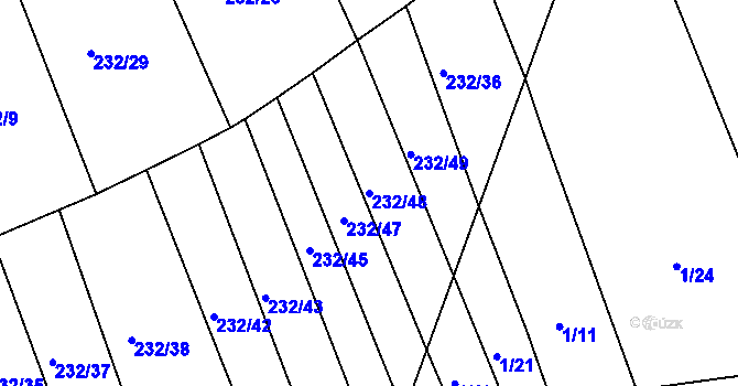 Parcela st. 232/48 v KÚ Provodov, Katastrální mapa