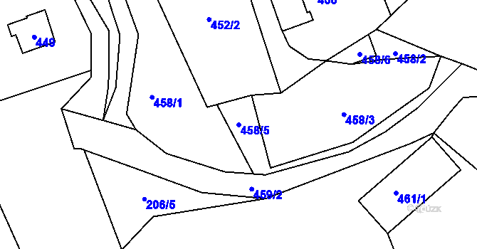 Parcela st. 458/5 v KÚ Provodov, Katastrální mapa