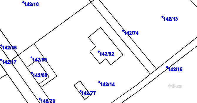 Parcela st. 142/52 v KÚ Provodov, Katastrální mapa