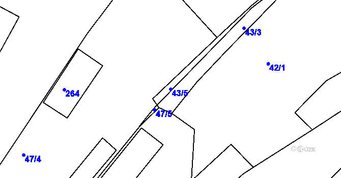 Parcela st. 43/5 v KÚ Provodov, Katastrální mapa