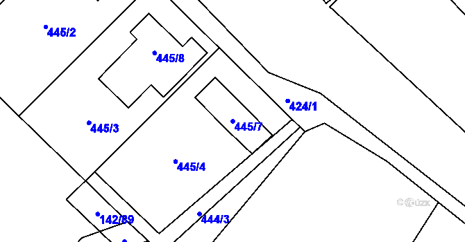 Parcela st. 445/7 v KÚ Provodov, Katastrální mapa