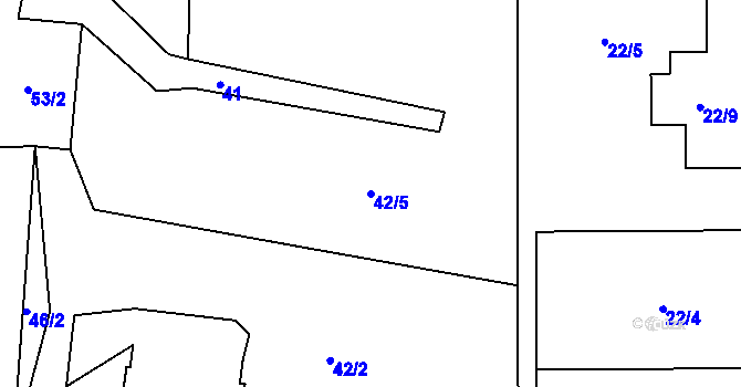 Parcela st. 42/5 v KÚ Šeřeč, Katastrální mapa
