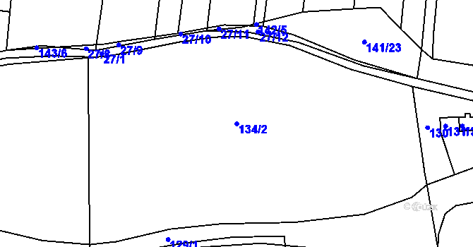 Parcela st. 134/2 v KÚ Šeřeč, Katastrální mapa