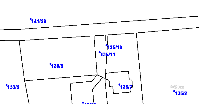 Parcela st. 135/11 v KÚ Šeřeč, Katastrální mapa