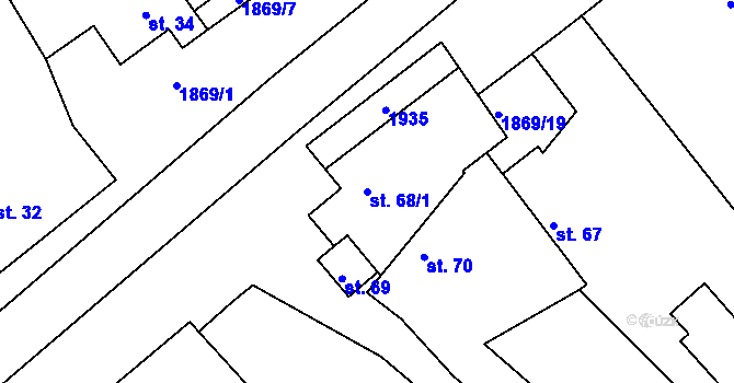 Parcela st. 68/1 v KÚ Provodov na Moravě, Katastrální mapa