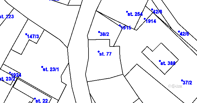 Parcela st. 77 v KÚ Provodov na Moravě, Katastrální mapa