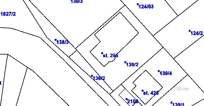 Parcela st. 255 v KÚ Provodov na Moravě, Katastrální mapa