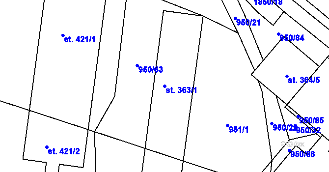 Parcela st. 363/1 v KÚ Provodov na Moravě, Katastrální mapa