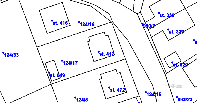 Parcela st. 417 v KÚ Provodov na Moravě, Katastrální mapa