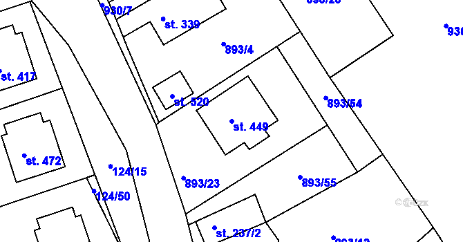 Parcela st. 449 v KÚ Provodov na Moravě, Katastrální mapa
