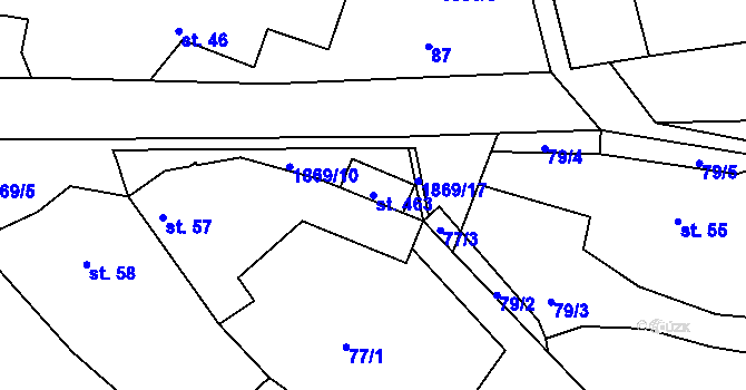Parcela st. 463 v KÚ Provodov na Moravě, Katastrální mapa
