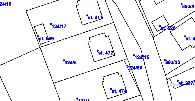 Parcela st. 472 v KÚ Provodov na Moravě, Katastrální mapa