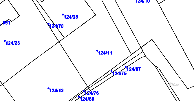 Parcela st. 124/11 v KÚ Provodov na Moravě, Katastrální mapa