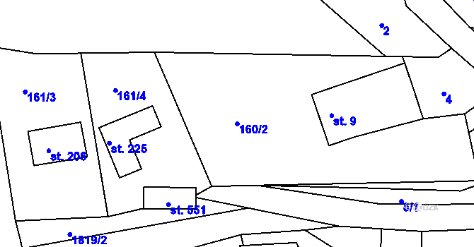 Parcela st. 160/2 v KÚ Provodov na Moravě, Katastrální mapa