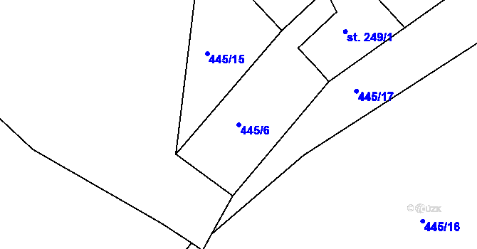 Parcela st. 445/6 v KÚ Provodov na Moravě, Katastrální mapa