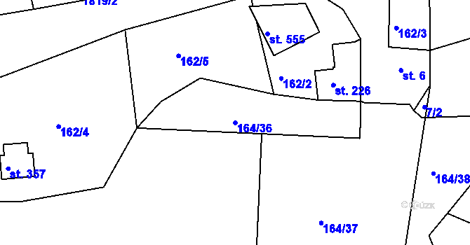 Parcela st. 164/36 v KÚ Provodov na Moravě, Katastrální mapa