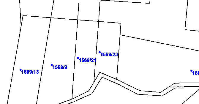 Parcela st. 1569/23 v KÚ Provodov na Moravě, Katastrální mapa