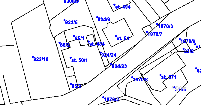 Parcela st. 924/24 v KÚ Provodov na Moravě, Katastrální mapa