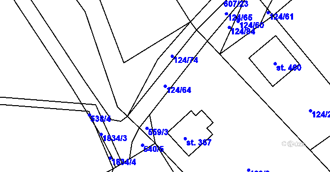 Parcela st. 124/64 v KÚ Provodov na Moravě, Katastrální mapa
