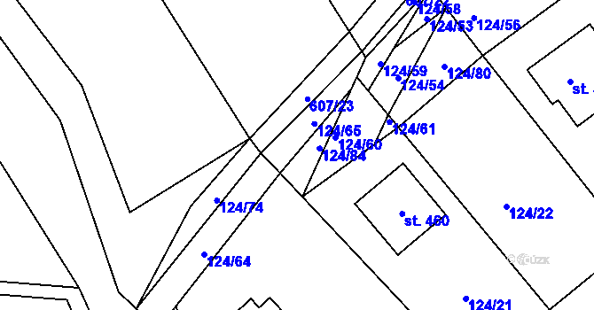 Parcela st. 124/65 v KÚ Provodov na Moravě, Katastrální mapa