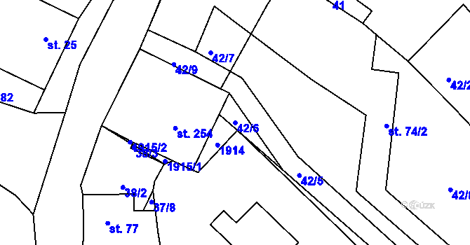 Parcela st. 42/6 v KÚ Provodov na Moravě, Katastrální mapa