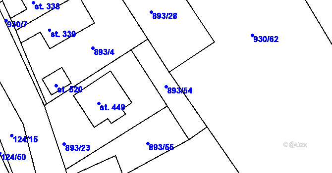 Parcela st. 893/54 v KÚ Provodov na Moravě, Katastrální mapa