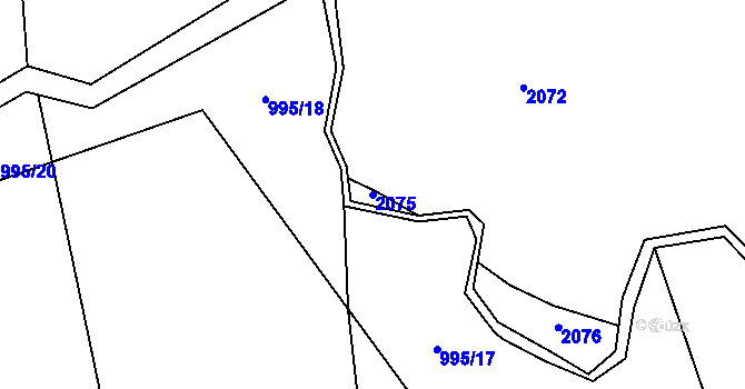 Parcela st. 2075 v KÚ Provodov na Moravě, Katastrální mapa