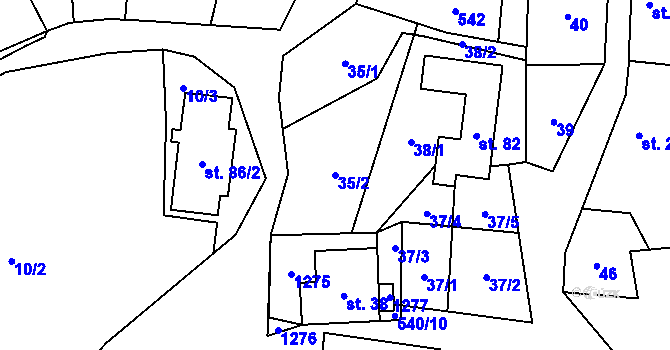 Parcela st. 35/2 v KÚ Provodovice, Katastrální mapa