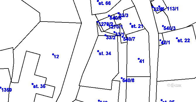Parcela st. 34 v KÚ Provodovice, Katastrální mapa