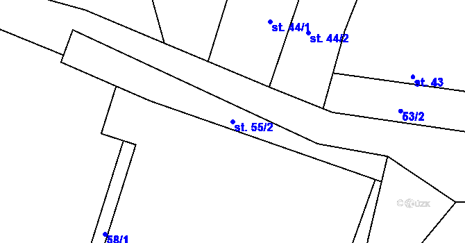 Parcela st. 55/2 v KÚ Provodovice, Katastrální mapa