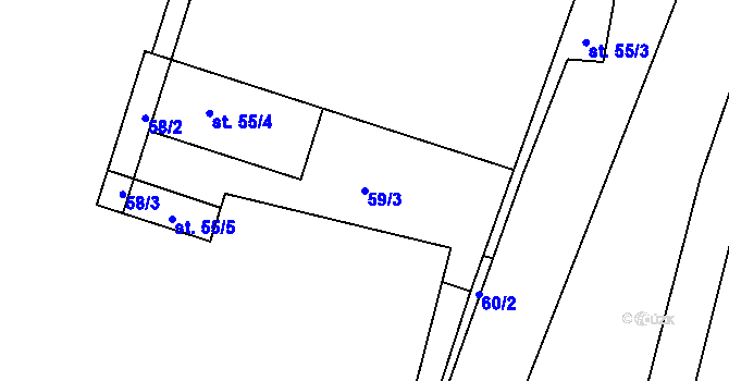 Parcela st. 59/3 v KÚ Provodovice, Katastrální mapa