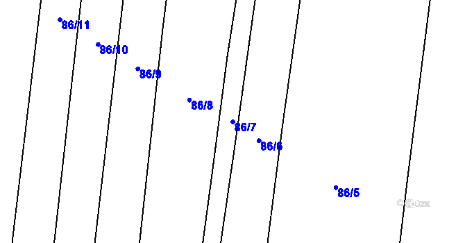 Parcela st. 86/7 v KÚ Provodovice, Katastrální mapa