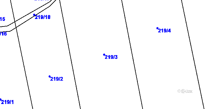 Parcela st. 219/3 v KÚ Provodovice, Katastrální mapa