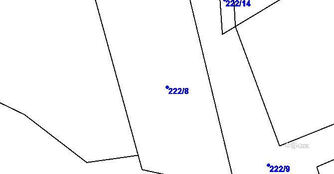 Parcela st. 222/8 v KÚ Provodovice, Katastrální mapa