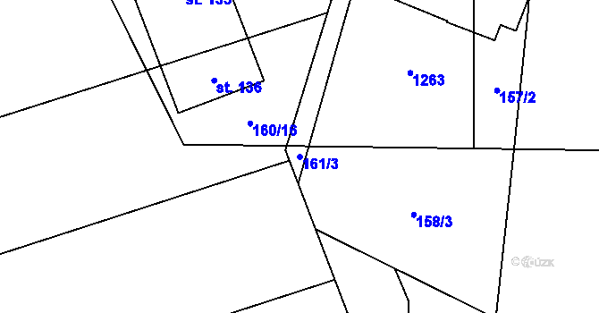 Parcela st. 161/3 v KÚ Provodovice, Katastrální mapa