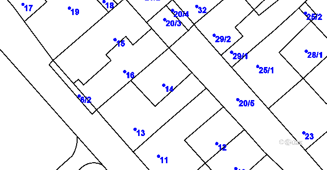 Parcela st. 14 v KÚ Prštice, Katastrální mapa