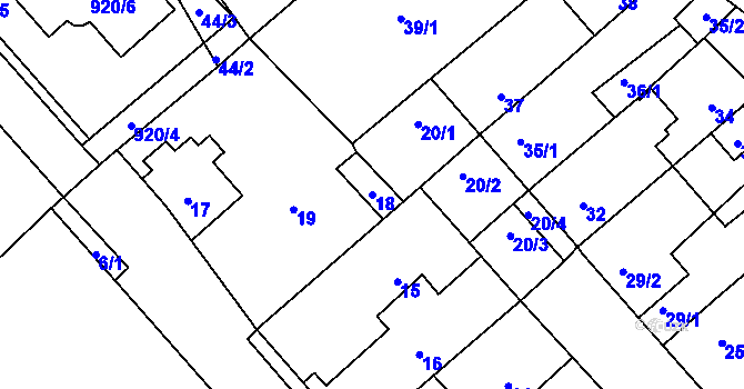 Parcela st. 18 v KÚ Prštice, Katastrální mapa