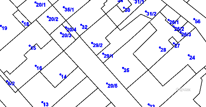 Parcela st. 29/1 v KÚ Prštice, Katastrální mapa