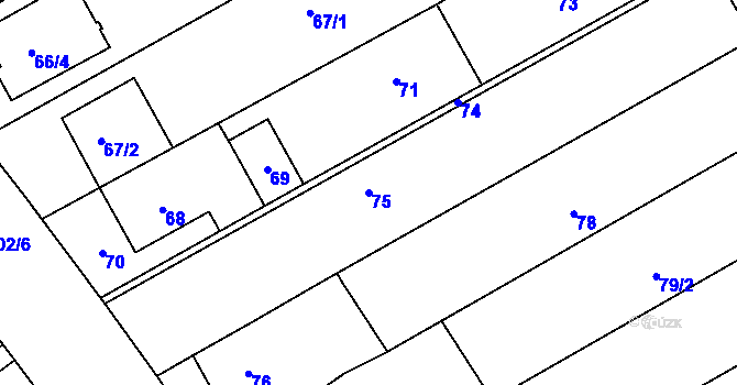 Parcela st. 75 v KÚ Prštice, Katastrální mapa