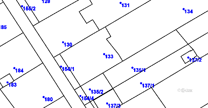 Parcela st. 133 v KÚ Prštice, Katastrální mapa