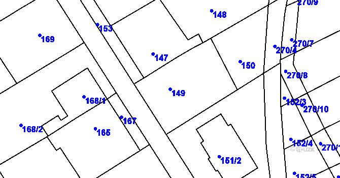 Parcela st. 149 v KÚ Prštice, Katastrální mapa