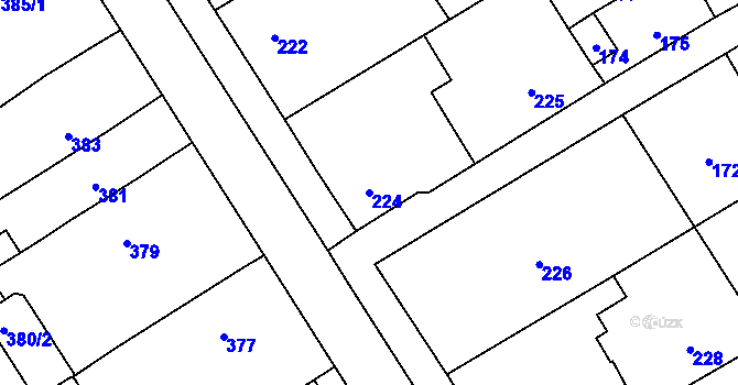 Parcela st. 224 v KÚ Prštice, Katastrální mapa