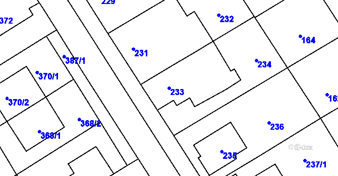 Parcela st. 233 v KÚ Prštice, Katastrální mapa