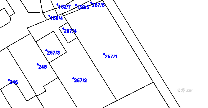 Parcela st. 257/1 v KÚ Prštice, Katastrální mapa