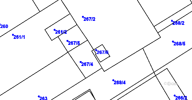 Parcela st. 267/6 v KÚ Prštice, Katastrální mapa