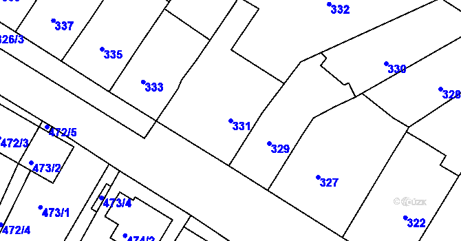 Parcela st. 331 v KÚ Prštice, Katastrální mapa