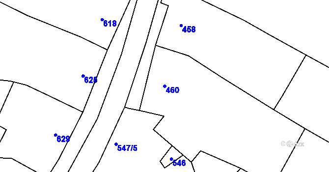 Parcela st. 460 v KÚ Prštice, Katastrální mapa