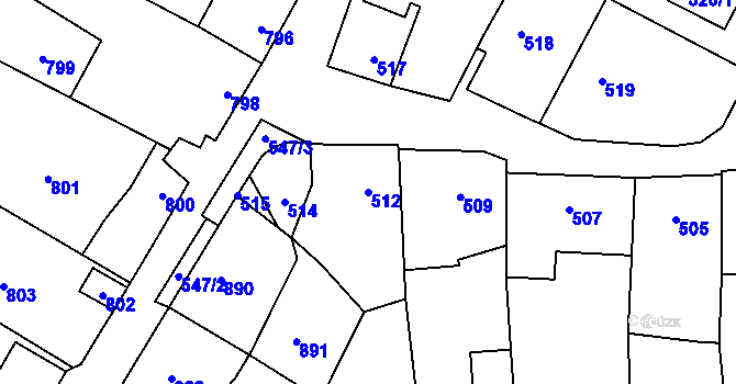 Parcela st. 512 v KÚ Prštice, Katastrální mapa
