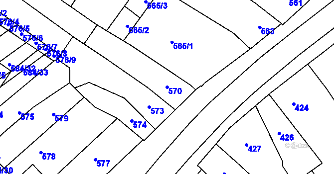 Parcela st. 570 v KÚ Prštice, Katastrální mapa